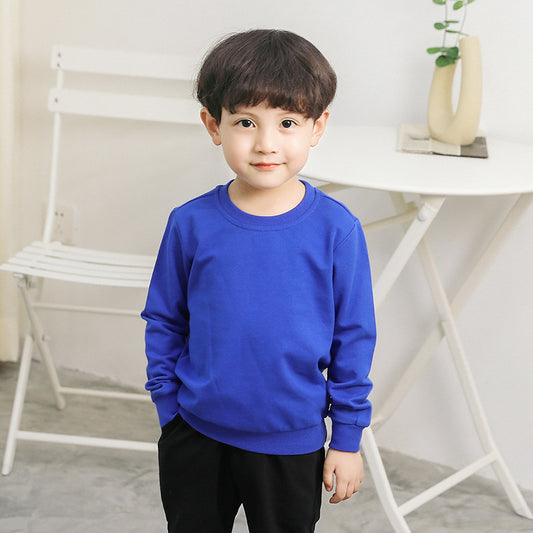 Children's Sweatshirt New Spring Style Solid Color Boys' Korean Style Round Neck Toddler Top Girls' Spring Long-Sleeve Trendy Clothing - image 2