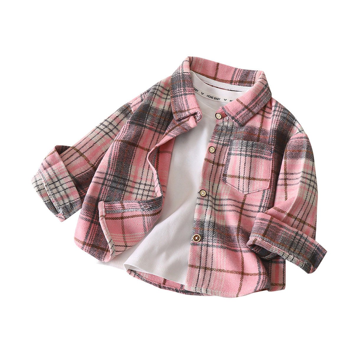 Boys' Long-Sleeve Autumn Plaid Shirt, Children's Retro Color-Block Cardigan, Turn-Down Collar Top, Girls' Plaid Jacket - image 5