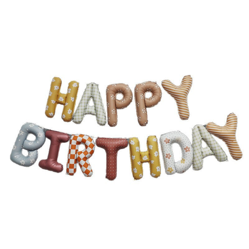 Fabric Happy Birthday Letter Balloon Set for Boys and Girls Baby First Birthday Party Scene Decoration Background Wall - image 5