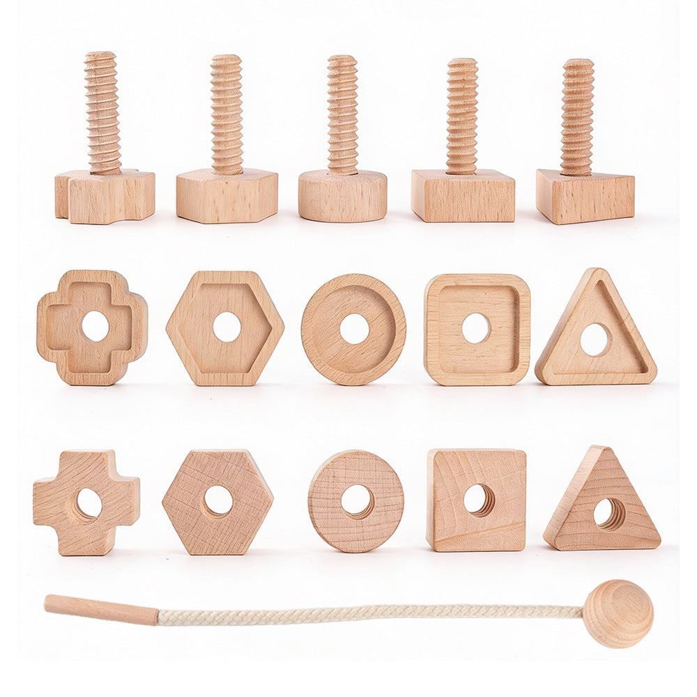 Wooden Nut Shape Matching Stringing Game, Disassembly and Screw-Twisting Baby Grasping Early Education Educational Toy for Children - image 5