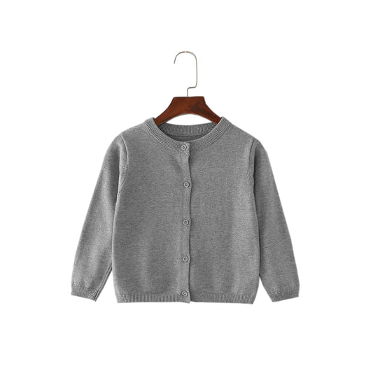 Children's Pure Cotton Knitted Cardigan, Boys' and Girls' Round-Neck Button Sweater, Soft and Skin-Friendly Baby Jacket, Available in Multiple Colors - image 2