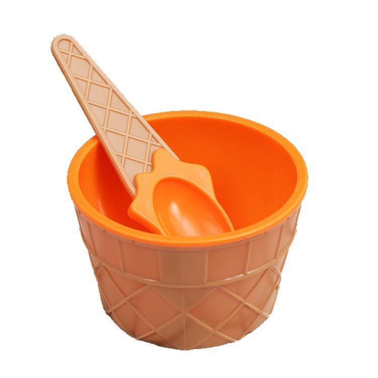Cute Candy-Colored Baby Dessert Ice Cream Bowl with Spoon/Multi-Color/Pp Double-Layer Plastic Bowl/Ice Cream Bowl - image 5