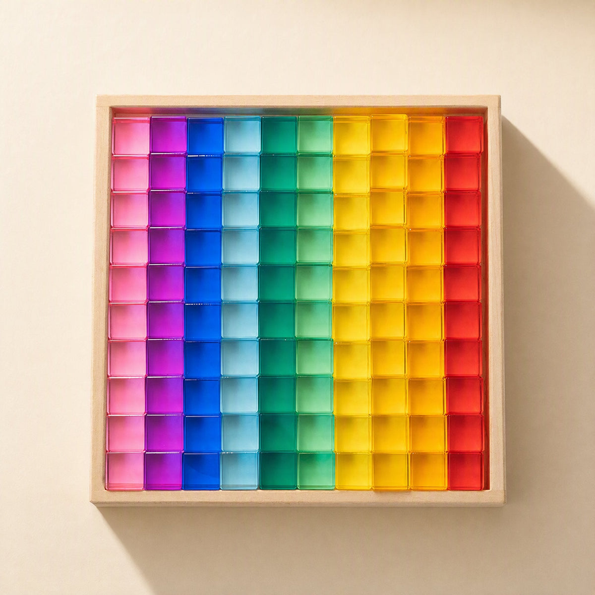 Translucent acrylic gemstone building blocks in cube, strip, and cylindrical shapes - view 5