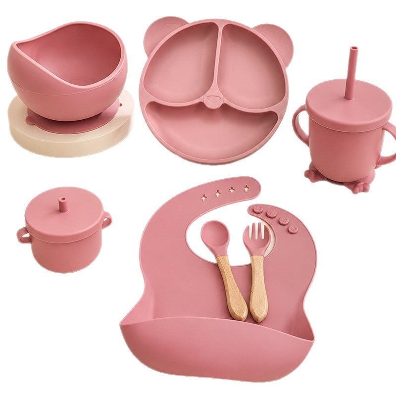Cross-Border Silicone Dinner Plate Children's Tableware Set Six-Piece Set Baby Tableware Supplementary Food Bowl Baby Feeding Supplies - image 5