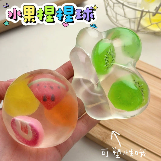 Cross-border popular fruit coconut oil handmade stress-relief toy, moldable vaseline decompression venting ball - image 2