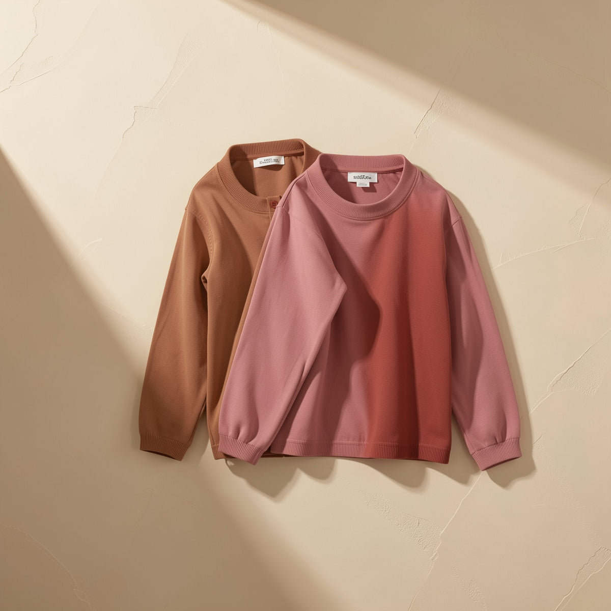 Solid-color children's cardigan with long sleeves and a round neckline - view 5