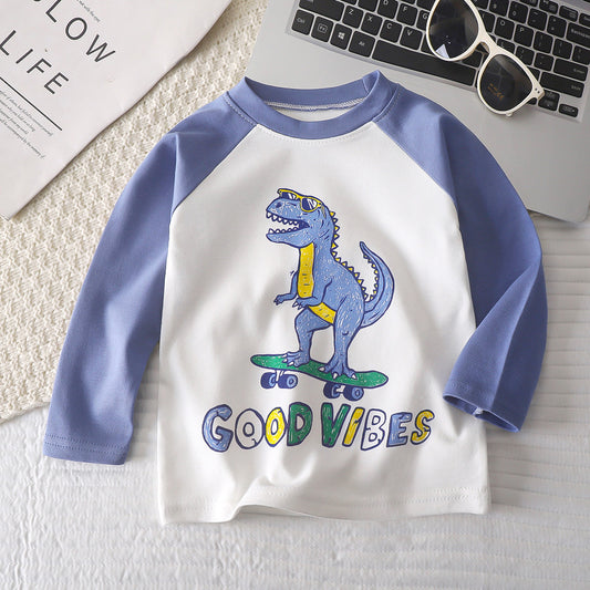 Children's Long-Sleeved T-Shirt Base Layer Autumn Pure Cotton New Baby Boys and Girls Base Layer Clothing Children's Clothing - image 2