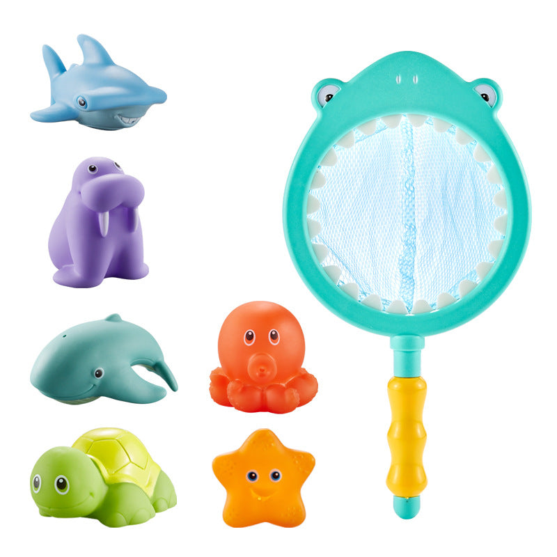 Cross-Border Baby Bath Toy Turtle Spray Net Fishing Shark Children's Animal Pinch Music Floating Water Toy - image 5
