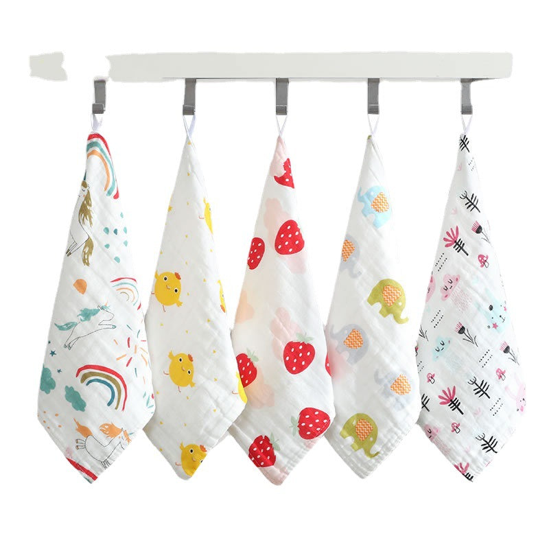 Six-Layer High-Density Pure Cotton Gauze Square Towel Baby Type a Printed Towel Kidsren's Towel Saliva Towel Pure Cotton Wholesale - image 5