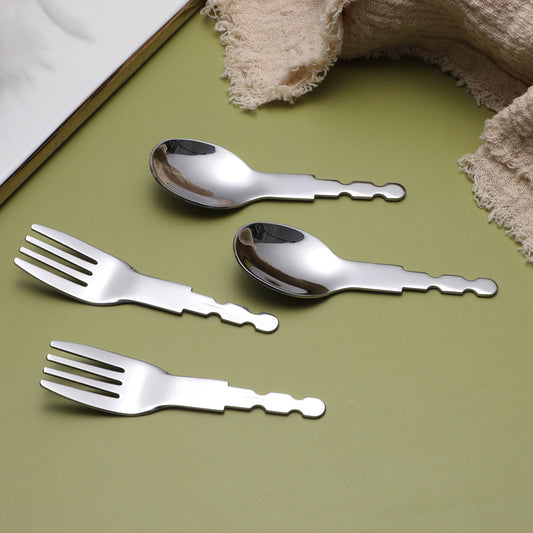 Factory direct supply 316 stainless steel children's fork spoon knife tableware three-piece set semi-finished baby infant spoon fork head - image 2