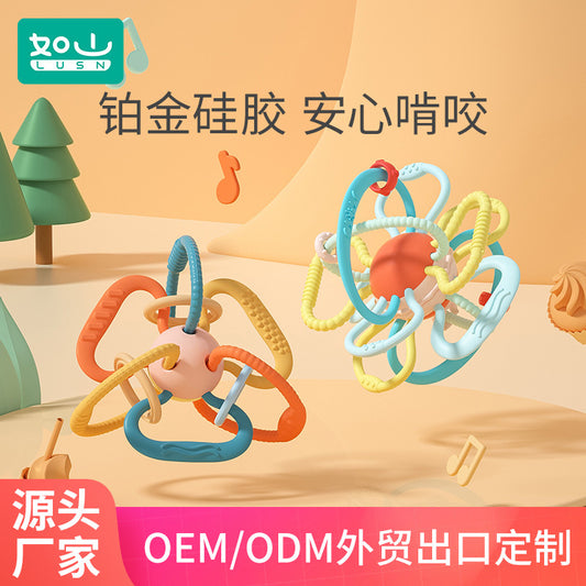 Mountain Manhattan hand ball soft baby teether teether teether stick baby toy teether silicone boiled - image 2