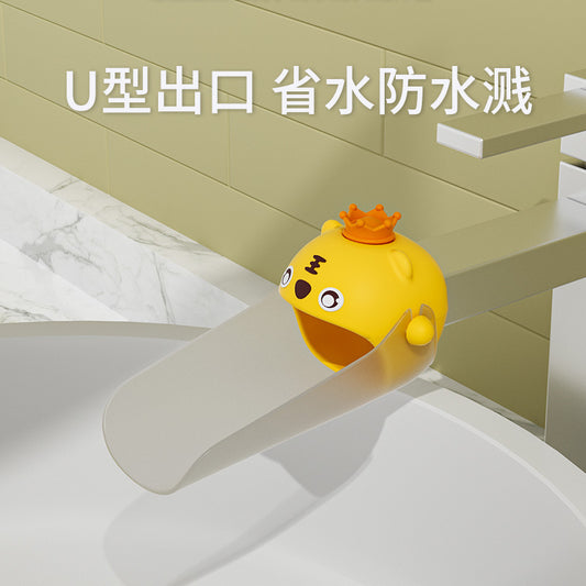 Little Tiger Cartoon Silicone Faucet Switch Extender Kidsren's Baby Hand Washing Anti-Splash Extension Extender - image 2
