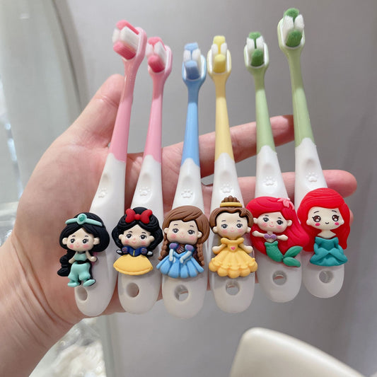 4-Pack Princess Children's Toothbrushes with Soft Bristles for Ages 3-6 and 6-12, Beginner Baby Toothbrushes for Protecting Teeth, Multi-Bristle for Baby Teeth, Ages 4-12 - image 2