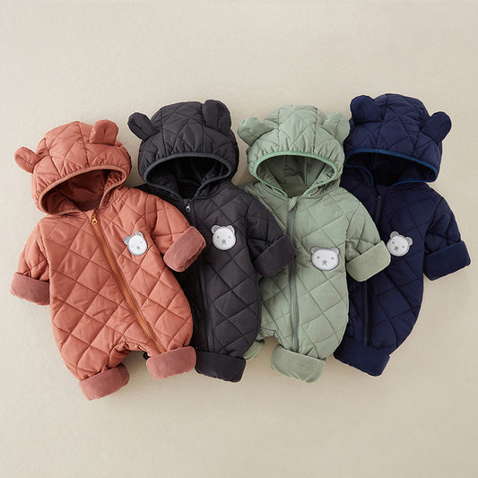 One-Piece Baby Jumpsuit for Autumn and Winter, Thickened with Cotton, Class a Newborn Romper, Warm Crawling Suit for Babies Going Out, Cross-Border - image 2