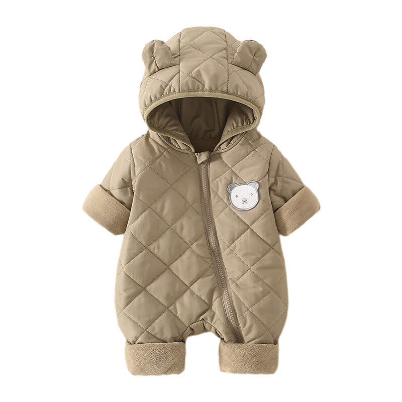 One-Piece Baby Jumpsuit for Autumn and Winter, Thickened with Cotton, Class a Newborn Romper, Warm Crawling Suit for Babies Going Out, Cross-Border - image 5