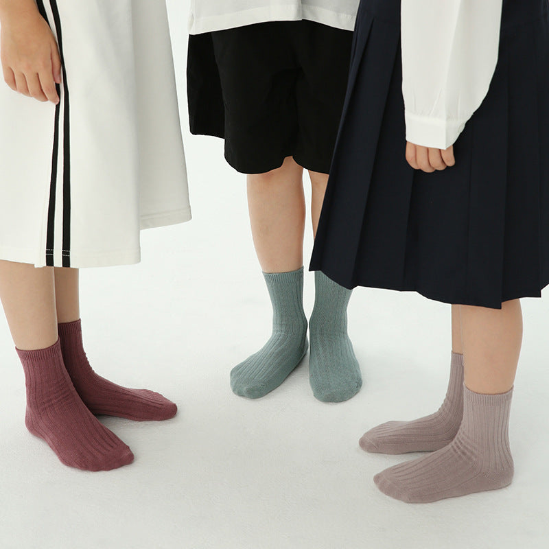 1485 Children's Socks Wholesale Autumn New 20 Color Double Needle Baby Socks Breathable Cotton Plain Socks for Boys and Girls - image 5