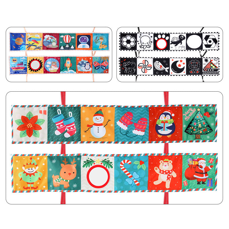 Baby Early Education Educational Toys Double-Sided Black and White Cloth Book Kidsren's Bedside Pendant Cognitive Color Shape Baby Cloth Book - image 5