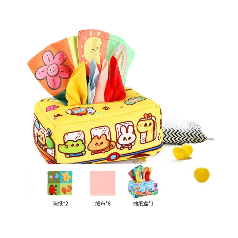 Baby Early Education Tear-Resistant Cloth Book Tissue Box, Fun Tissue-Pulling Activity, Soothing and Exercise Toy for Babies, Washable Toy 0m - image 5