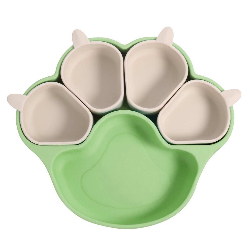 New Explosions Baby Silicone Bear Pow Dinner Plate Large Suction Cup Separated Platinum Tray Feeding Children's Tableware suit New - image 5