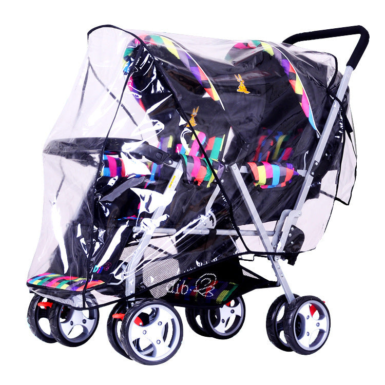Baby stroller twin stroller rain cover double front and rear seat baby stroller windproof cover wholesale - image 5