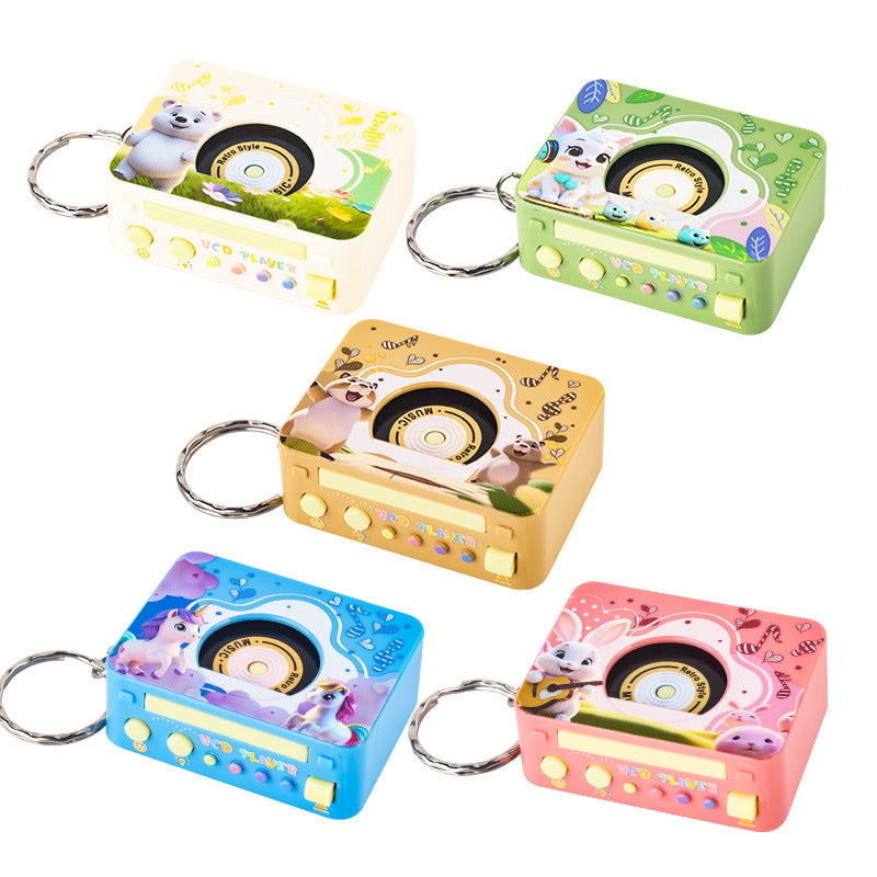 New Kidsren's Artificial Vcd Walkman Toy Mini Cartoon Light Music Player Keychain Pendant - image 5