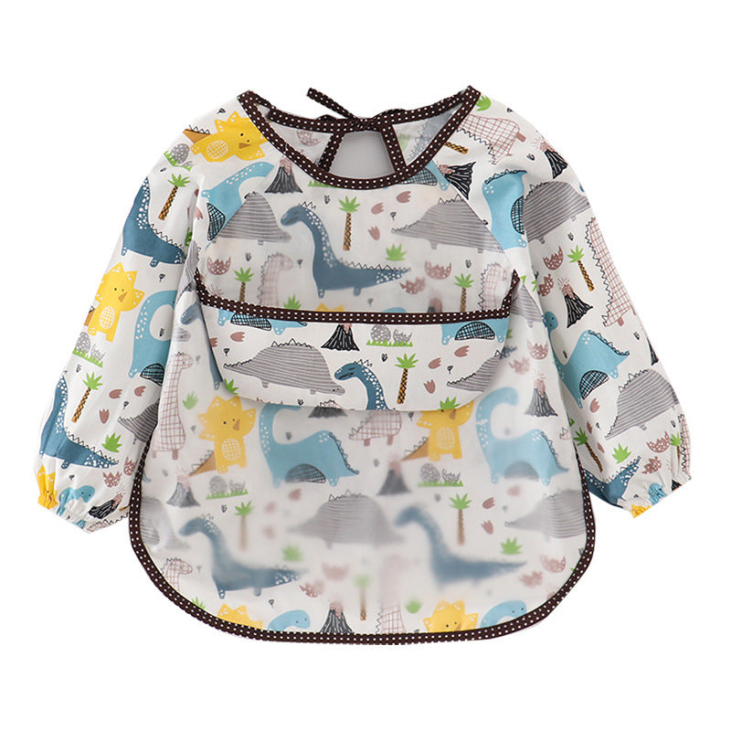 Children's Smock Waterproof Long-Sleeved Reverse Dressing Baby Eating Clothes Apron Pure Cotton Kidsren's Smock Baby Bib Protective Clothing - image 5
