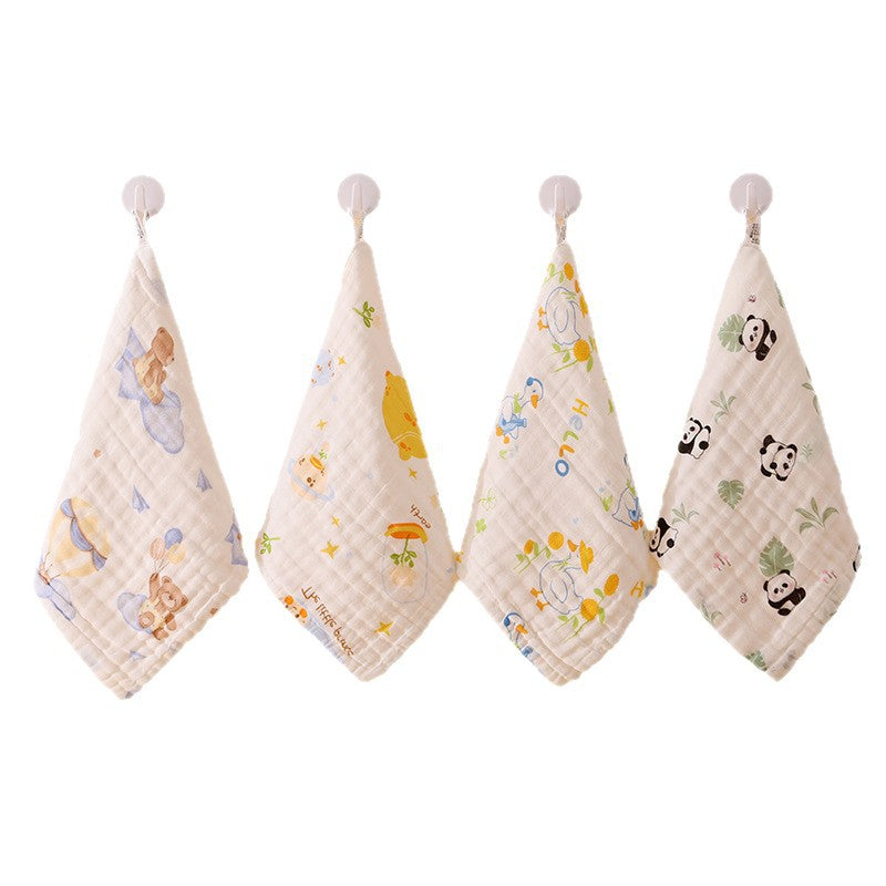 Pure Cotton Gauze Small Square Towel Baby Saliva Towel Seersucker Soft Absorbent Small Towel Kindergarten Kidsren's Face Towel - image 5