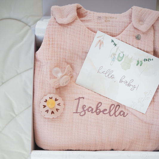 JBØRN Organic Cotton Muslin Sleep Bag & First Pacifiers Gift Set