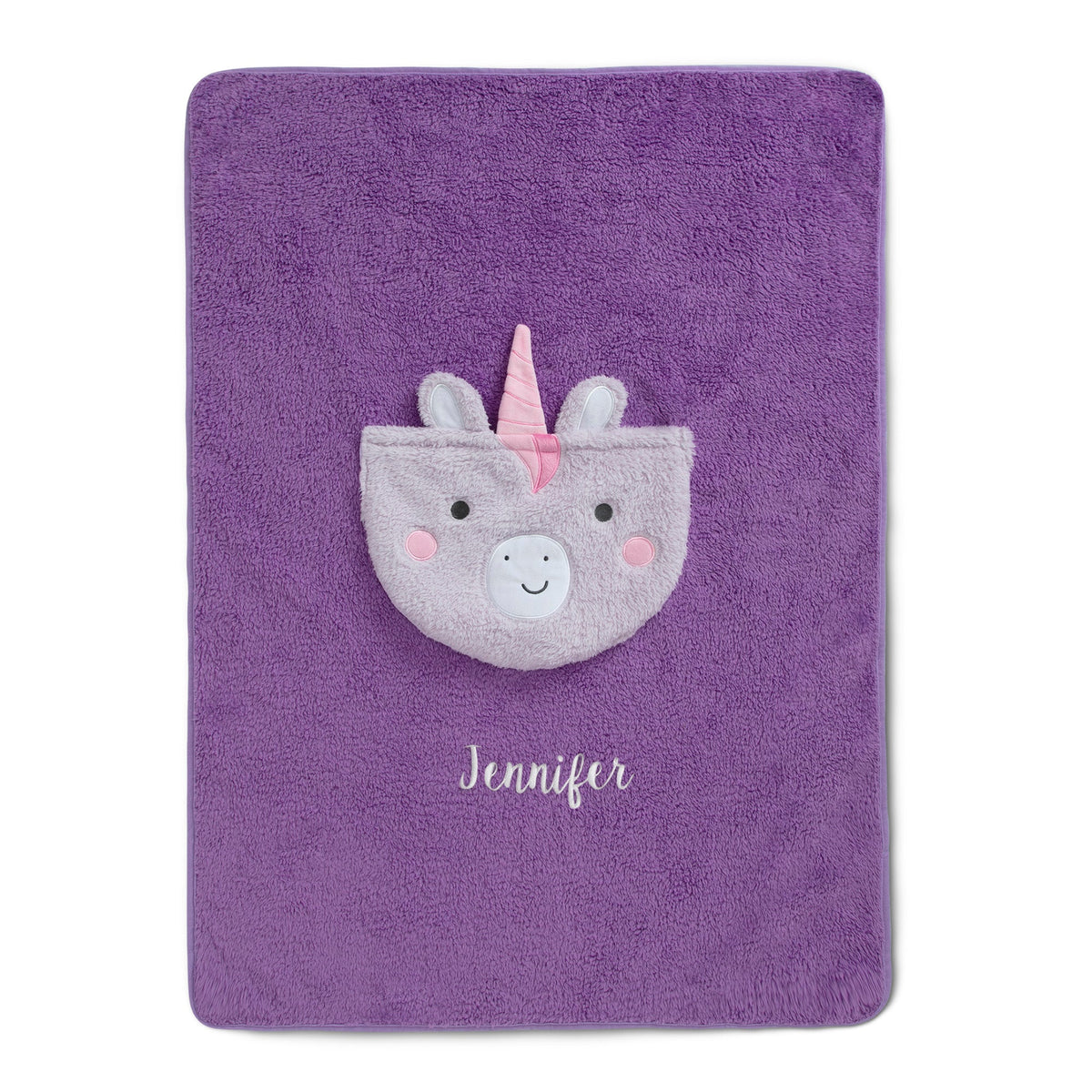 Personalized Sherpa Throw Blanket with Storage Pocket for Kids