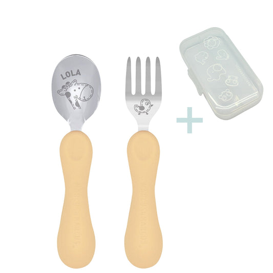 Easy Grip Kids Spoon and Fork Set with Storage Case – Ergonomic Stainless Steel Utensils