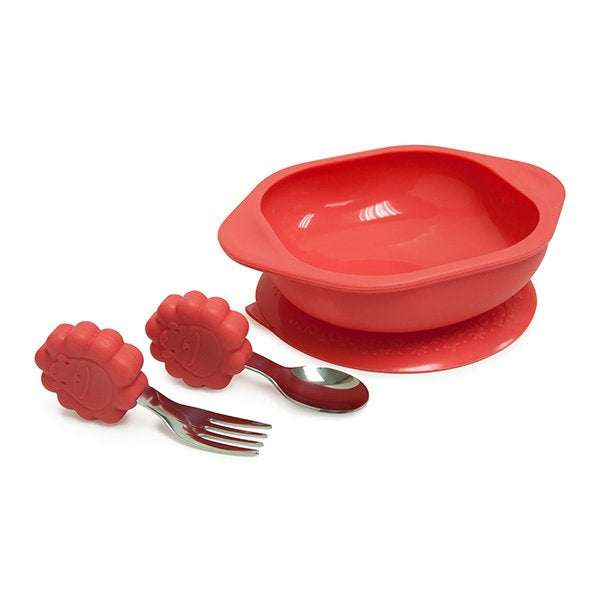 Marcus & Marcus Toddler Mealtime Set – Suction Bowl with Palm Grasp Spoon & Fork (BPA-Free)