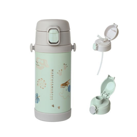 Kids Insulated Stainless Steel Water Bottle with Straw & Spout, 350ml Leakproof Bottle with Shoulder Strap for Preschool, Daycare & Travel