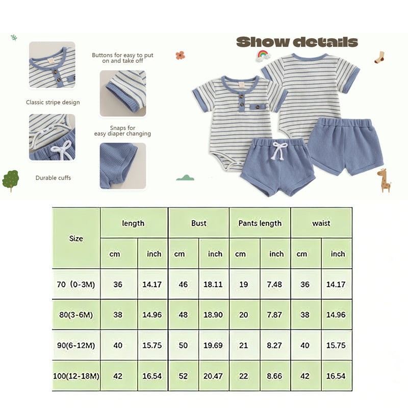 Baby Boy Summer Clothes Button Short Sleeve Romper Bodysuit