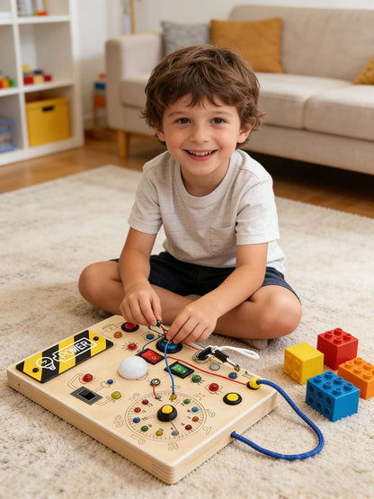 Montessori Wooden Busy Board for Toddlers Activity Board
