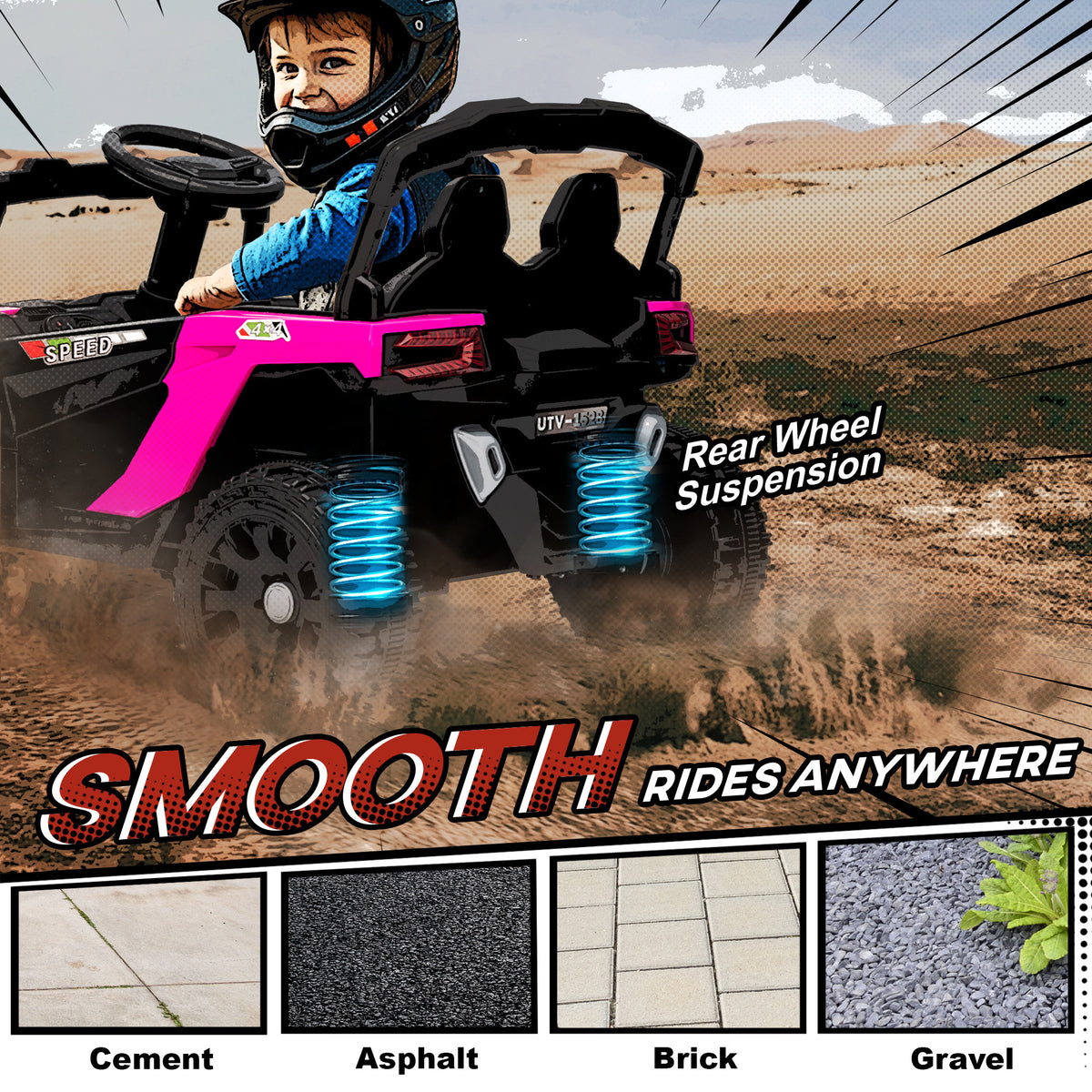 12v Kids Ride on Truck, Battery Powered Electric UTV Vehicle
