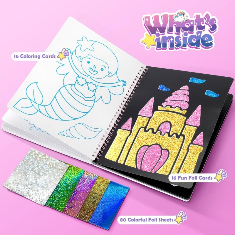 Foil Art Craft Kit for Kids, Children's Cartoon DIY Creative