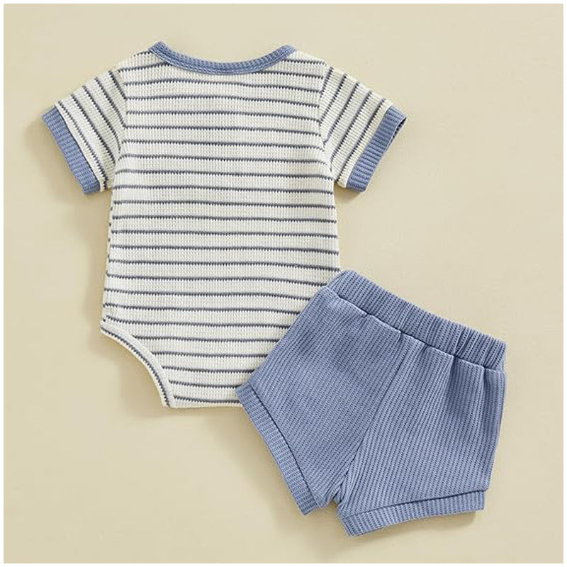 Baby Boy Summer Clothes Button Short Sleeve Romper Bodysuit