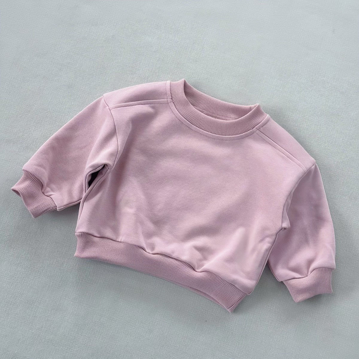 New Style Round-neck Solid-colored Terry-fleece Sweatshirt for