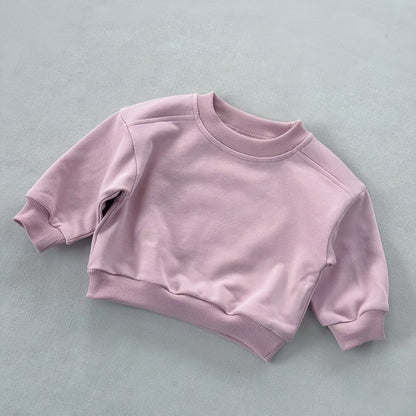 New Style Round-neck Solid-colored Terry-fleece Sweatshirt for