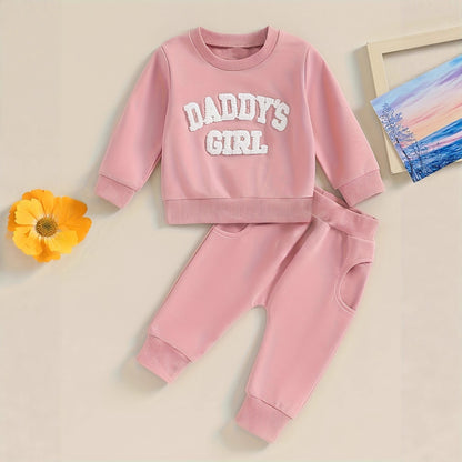 Kids Long-sleeve Fleece Embroidered Letter Hoodie Solid-colored