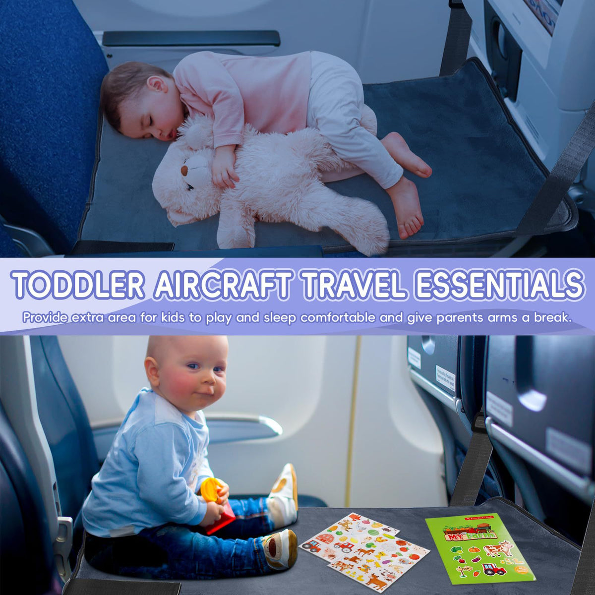 Amazon Baby Airplane Hammock Portable Children's Travel Bed Airplane Seat Extender Hanging Foot Rest - image 2