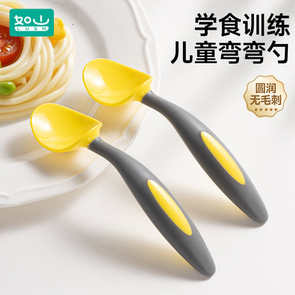 Rushan Baby Spoon Set for Infants to Learn to Eat Independently, Training Spoon Set for Infants and Children, Curved Head Supplementary Food Spoon - image 1
