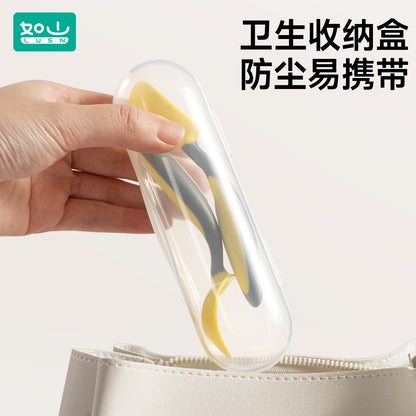 Rushan Baby Spoon Set for Infants to Learn to Eat Independently, Training Spoon Set for Infants and Children, Curved Head Supplementary Food Spoon - image 5