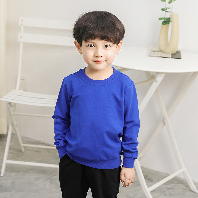 Children's Sweatshirt New Spring Style Solid Color Boys' Korean Style Round Neck Toddler Top Girls' Spring Long-Sleeve Trendy Clothing - image 2