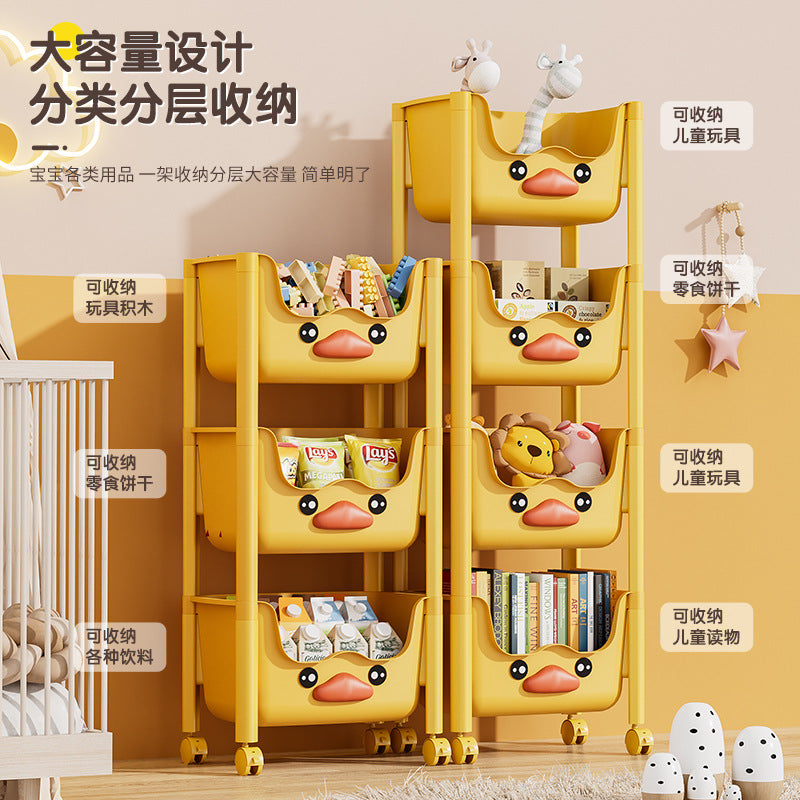 Creative Small Trolley Storage Rack, Floor-Standing Mobile Multi-Layer Storage Rack, Snack and Toy Storage Rack, Picture Book Shelf - image 1