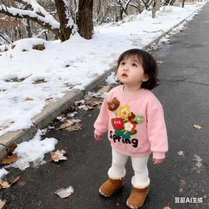 2026 New Spring Style Cute Korean-Style Long-Sleeve T-Shirt for Girls, Baby Raglan Sleeve Top with 3D Floral Design - image 3