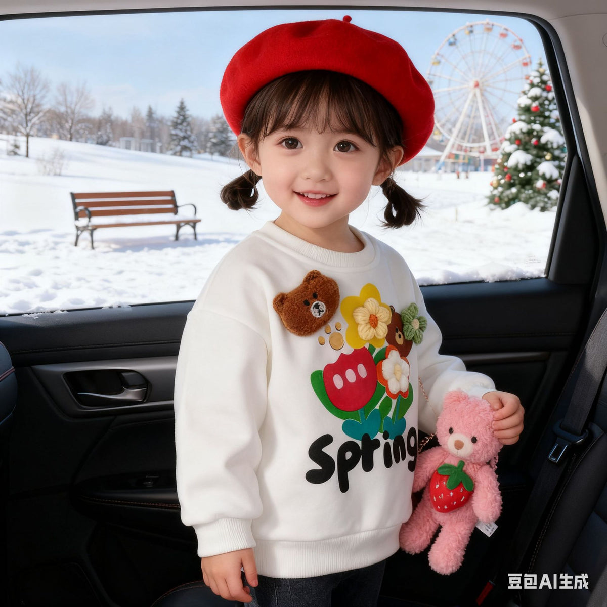 2026 New Spring Style Cute Korean-Style Long-Sleeve T-Shirt for Girls, Baby Raglan Sleeve Top with 3D Floral Design - image 4