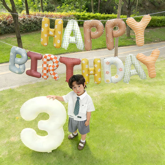 Fabric Happy Birthday Letter Balloon Set for Boys and Girls Baby First Birthday Party Scene Decoration Background Wall - image 1