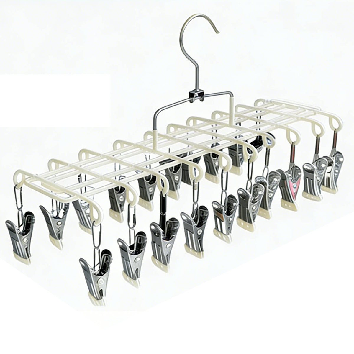 20-Clip Sock Drying Rack Stainless Steel Household Balcony Hanger for Drying Underwear and Baby Socks, Windproof Hanger - image 5