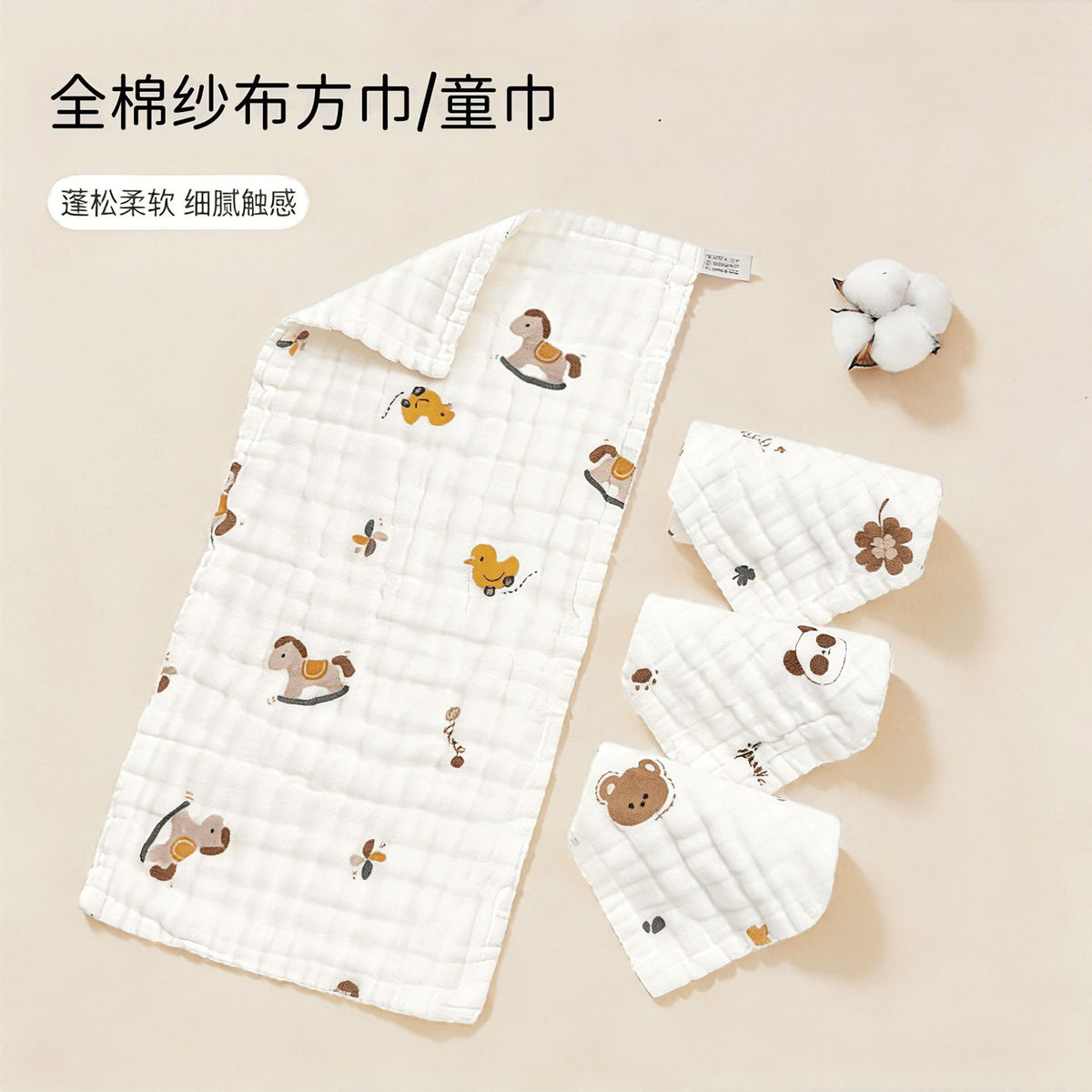 Baby Pure Cotton Six-Layer Gauze Towel Newborn Children's Towel Face Washcloth Handkerchief Class a Baby Square Towel Saliva Towel - image 1
